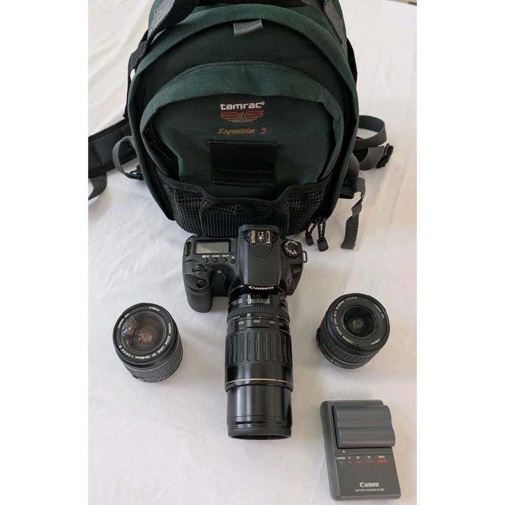 Canon EOS 20D DSLR Camera Bundle, 3 Lenses 18-55mm, 28-80mm, 100-300mm USM, Case